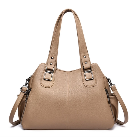 Large Capacity Tote Bag Women Pebble Grain PU Leather Dual Handles Detachable Shoulder Strap Retro Daily Commute Handbag