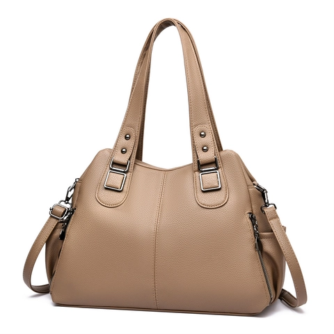 Large Capacity Tote Bag Women Pebble Grain PU Leather Dual Handles Detachable Shoulder Strap Retro Daily Commute Handbag