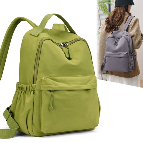 Minimalist Waterproof Nylon Backpack Women Large Capacity Lightweight Travel Bag Casual School Bookbag For Students