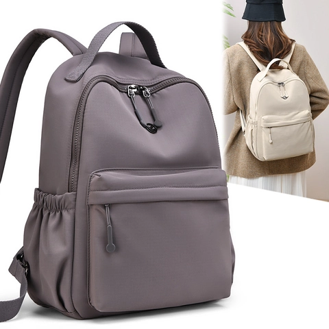 Minimalist Waterproof Nylon Backpack Women Large Capacity Lightweight Travel Bag Casual School Bookbag For Students