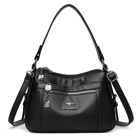 Borsa A Spalla Elegante Trama Litchi Pelle PU Multistrato Grande Capacità Borsa Tracolla Per Donna Quotidiano Versatile