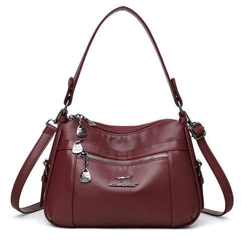 Borsa A Spalla Elegante Trama Litchi Pelle PU Multistrato Grande Capacità Borsa Tracolla Per Donna Quotidiano Versatile