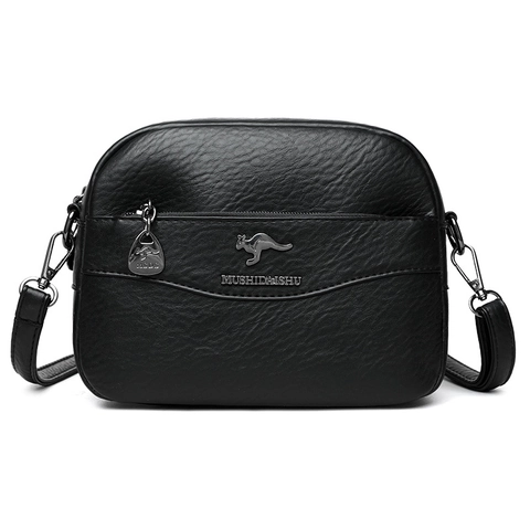 Women's Fashion Litchi Grain PU Leather Crossbody Bag Large Capacity Multi-layer Shoulder Bag Casual Mother's Handbag