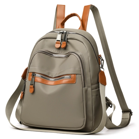 Zaino Da Donna Nylon Resistente All'Acqua Grande Capacità Viaggio Casual Daypack Leggero Multi Tasche Borsa