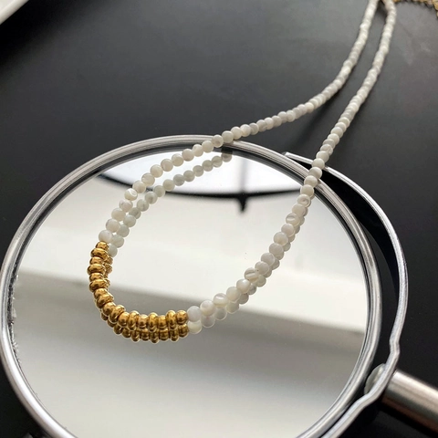Kralen Ketting Roestvrij Staal Verguld Schelp Kralen Elegante Sleutelbeen Ketting Sieraden Voor Dames