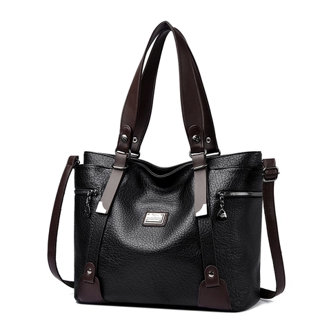 Bolso Tote Retro De Gran Capacidad Cuero PU Mujer Textura Litchi Bolso De Mano Hombro Versátil Bolso De Trabajo Color Contraste