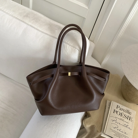 Borsa a Spalla da Donna Retro in Pelle PU Grande Capacità Borsa Tote Pieghettata Minimalista per Pendolari Quotidiani