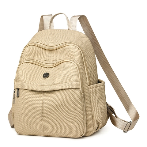 Women's Fashion PU Leather Backpack Large Capacity Travel School Bag With Woven Texture Stitching Details For Daily Use