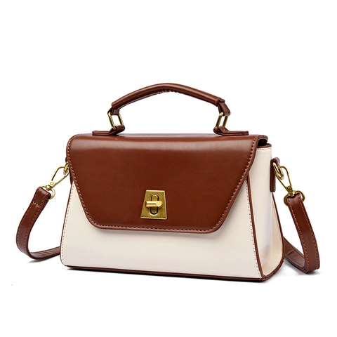 Borsa a Mano da Donna Urban Minimalist in Pelle PU Vintage Color Block Borsa a Tracolla Con Tracolla Regolabile Borsa Satchel