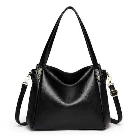 Women's Large Capacity PU Leather Tote Bag Lychee Grain Handbag With Adjustable Shoulder Strap Gold Hardware Shoulder Bag