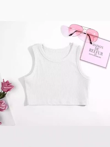 Toddler Girls Ribbed Tank Top Cotton Sleeveless Crop Vest Round Neck Solid Color Summer Fashion Slim Fit
