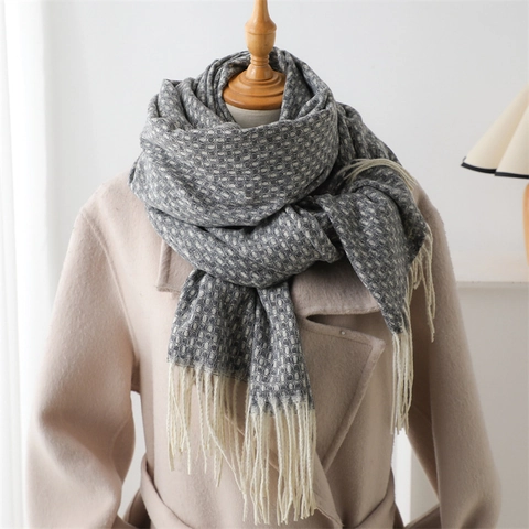 Damen Winter Kariert Schal Dick Warm Pashmina Gefühl Schal Mit Fransen Mode Weich Lang Halswickel Für Damen Täglich Outdoor