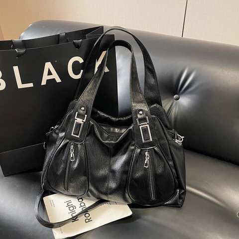 Borsa Tote Grande Donna Pelle PU Trama Litchi Molteplici Tasche Con Cerniera Borsa A Mano Pendolare Hardware Argento Borsa A Tracolla