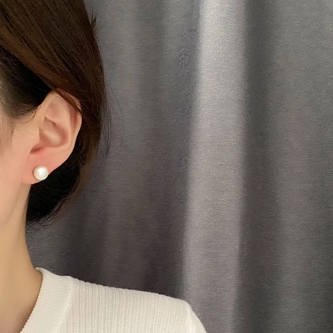 Pendientes de Botón de Perlas Naturales Minimalistas Con Poste de Plata de Ley 925 Joyas Redondas de Acero Inoxidable Para Mujer Regalo
