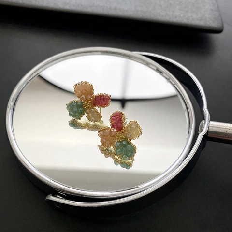 Retro Kleurrijke Kralen Bloem Oorknopjes Met 925 Sterling Zilver Stift Koper Verguld Goud Bloemen Accessoire Voor Dames