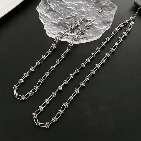 Collar De Cadena Con Nudos Acero Inoxidable Joyería Industrial Minimalista Hip Hop Para Hombres Mujeres
