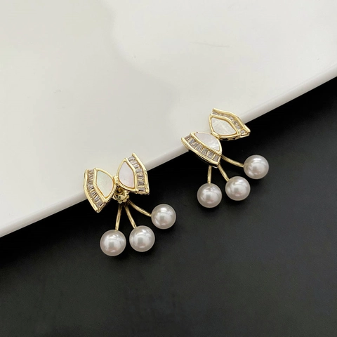 Schleife Künstliche Perlen Steckerohrringe Vergoldetes Kupfer Mit 925 Sterling Silber Ohrstecker Vielseitiger Schmetterling Schmuck Damen
