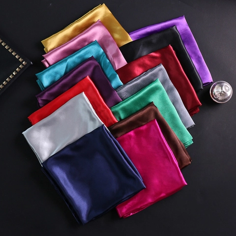 Elegant Large Square Scarf Solid Color Faux Satin Satin Bandana Versatile Sun Protection Shawl Headscarf Neckerchief Women