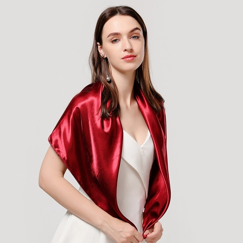 Elegant Large Square Scarf Solid Color Faux Satin Satin Bandana Versatile Sun Protection Shawl Headscarf Neckerchief Women
