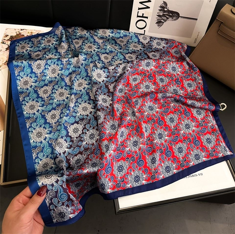 Vintage Paisley Druck Satin Quadrat Schal Für Damen Bohemian Blumenmuster Leichter Dekorativer Hals Kopf Schal Stola Accessoires