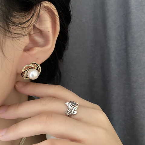 Camelia Bloem Kunstparel Oorbellen Met Silver Earring Post Strass Koper Emaille Vintage Franse Luxe Accessoires