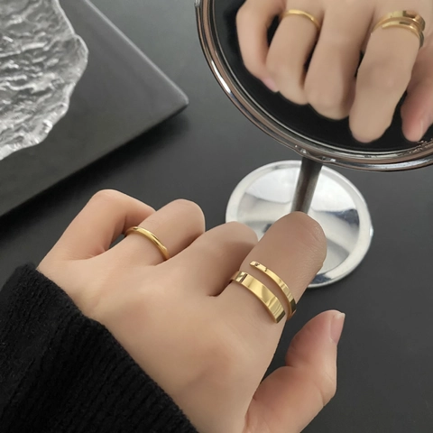 Minimalist Stainless Steel Rings For Women Adjustable Open Ring And Simple Band Non Fading Elegant Jewelry
