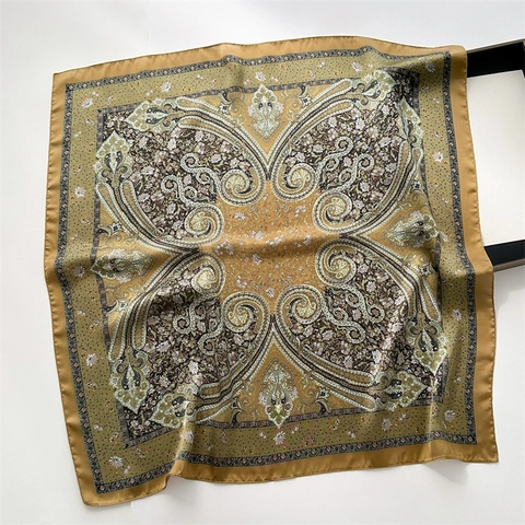 Sciarpa Quadrata Vintage Stampa Paisley Raso Effetto Raso Foulard Per Donna Elegante Accessorio Per Capelli