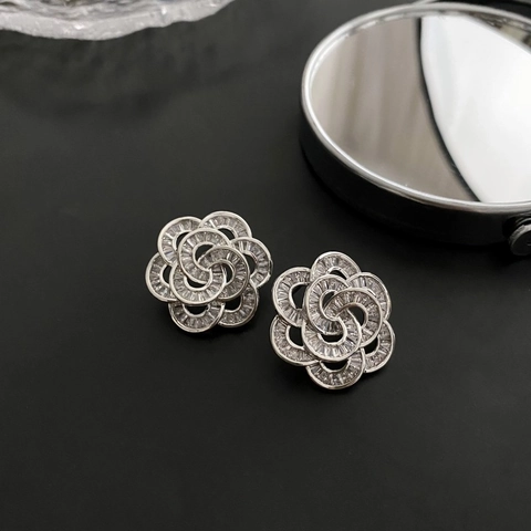 Camellia Blumen Stecker Ohrringe Mit Zirkon Volle Einlage Kupfer Schmuck Und 925 Sterling Silber Ohrstecker Für Frauen