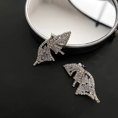 Vlindervleugel Knopoorbellen Met 925 Sterling Zilveren Oorsteker Koper Zirconia Sprankelende Elegante Sieraden Voor Dames