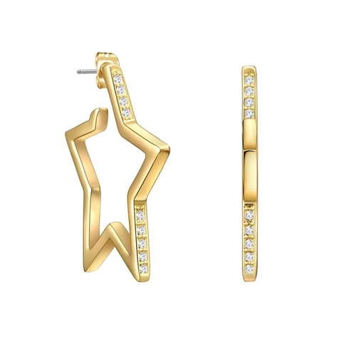 Boucles d'Oreilles Clous Étoile en Acier Inoxydable Mode Incrustées de Zirconia Pentagramme Créoles pour Femmes Bijoux Minimalistes sous Vide