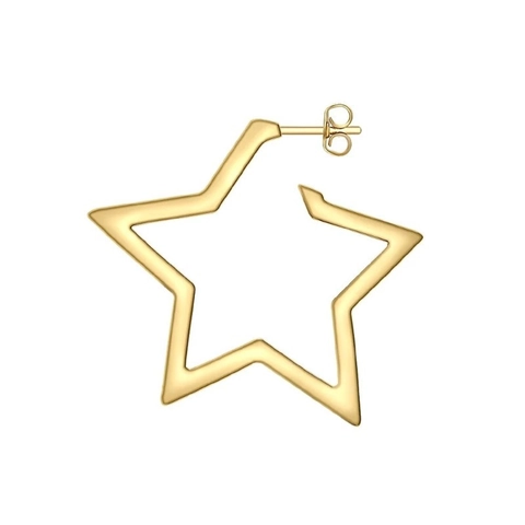 Stainless Steel Star Hoop Earrings With Zircon Inlaid Geometric Pentagram Minimalist Trendy Jewelry For Women