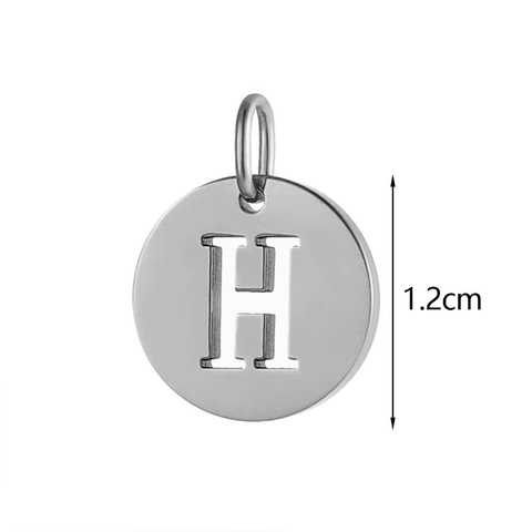 Alphabet Initial Letter Pendant Necklace Stainless Steel Hollow Out Round Disc Charm Jewelry Minimalist Fashion Unisex