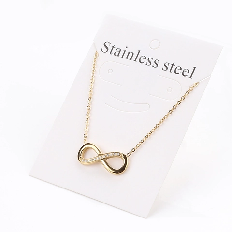 Collar Con Colgante De Infinito Acero Inoxidable Chapado En Oro De 18K Con Diamantes De Imitación Para Mujer