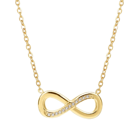 Collar Con Colgante De Infinito Acero Inoxidable Chapado En Oro De 18K Con Diamantes De Imitación Para Mujer