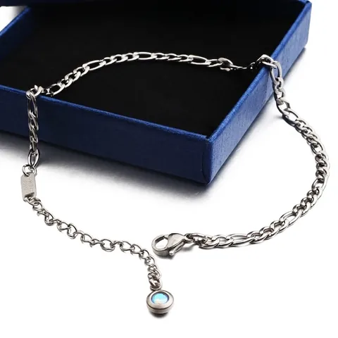 Cavigliera In Acciaio Inossidabile Zircone Catena Figaro Pendente Geometrico Gioielli Da Spiaggia Estate Minimalista Donna