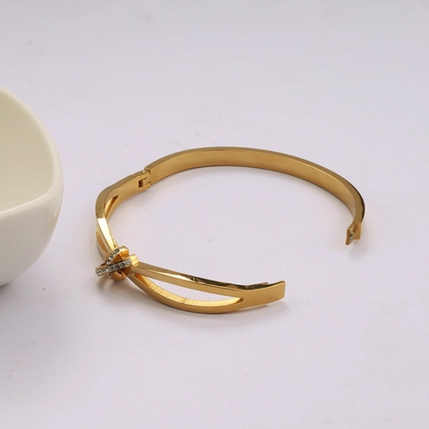 Open Armband Gekruist 316L Roestvrij Staal Steentjes Knoop Armband Elegante Mode Sieraden Voor Dames