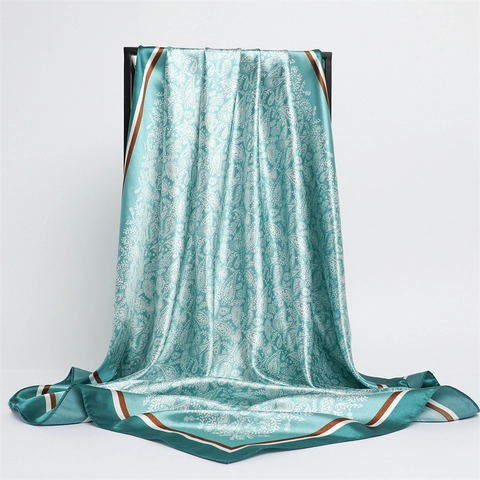 Sciarpa Quadrata Con Stampa Paisley Raso Di Poliestere Effetto Raso Foulard Scialle Elegante Stile Occidentale Per Donna