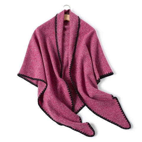 Elegant Solid Color Cashmere-Like Triangular Scarf Women's Thickened Scarf Winter Fall Fashion Shawl Polyester Wrap