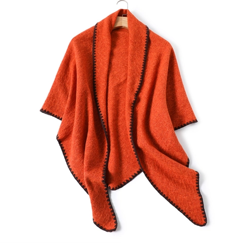 Elegant Solid Color Cashmere-Like Triangular Scarf Women's Thickened Scarf Winter Fall Fashion Shawl Polyester Wrap