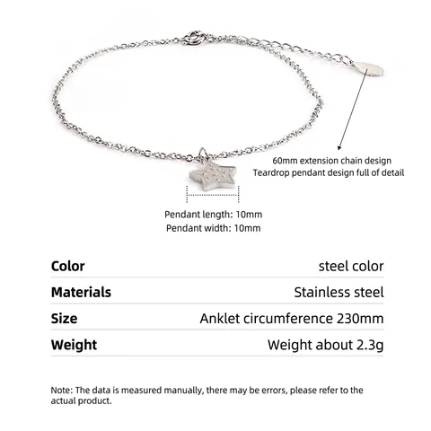 Edelstahl Stern Anhänger Fußkettchen Für Frauen Minimalistisch Sommer Strand Verstellbar Mode Fußschmuck