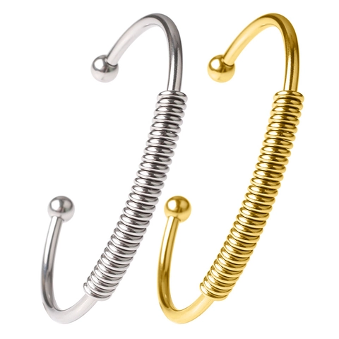 Minimalistische Roestvrijstalen Open Armband Voor Dames Spiraalveer Ontwerp Mode Sieraden Bangle