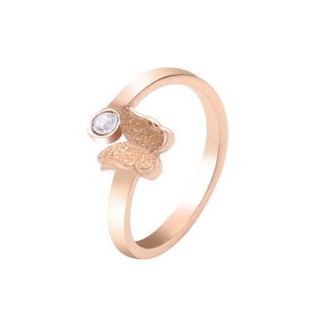 Verstelbare Vlinder Open Ring Roestvrij Staal Mat Zirkoon Mode Sieraden Voor Vrouwen