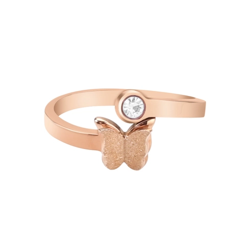 Verstelbare Vlinder Open Ring Roestvrij Staal Mat Zirkoon Mode Sieraden Voor Vrouwen