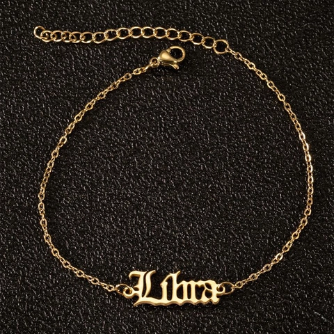 Chevillère En Acier Inoxydable Lettre Signe Du Zodiaque Gothique Pour Femmes Or Argent Plaqué Bijou De Plage Boho