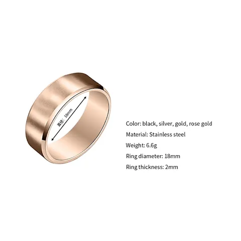 Anello Minimalista In Acciaio Inossidabile Opaco Spazzolato Bordo Smussato Lucidato Fascia Unisex Gioielli Classici