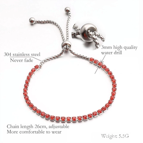 Pulsera Tennis De Acero Inoxidable Para Mujer Ajustable Circonita Cúbica Estilo Bohemio Joyería De Moda