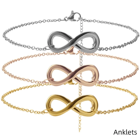 Infinity Symbol Fußkettchen Edelstahl Minimalistisch Verstellbar Sommer Strand Fußschmuck Für Damen Vergoldet Einfach