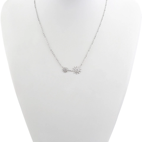 Collana Con Pendente Margherita In Acciaio Inossidabile Delicata Doppia Catena Di Clavicole Floreali Regalo Gioielli Donna