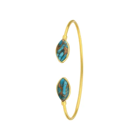 Boheemse Open Manchet Armband Roestvrij Staal Turkoois Geometrisch Turkse Stijl Mode Sieraden Cadeau Voor Vrouwen