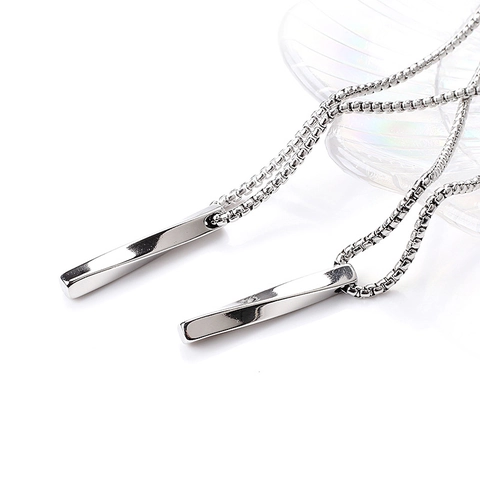 Mobius Twisted Bar Pendant Necklace Titanium Steel Polished Minimalist Geometry Jewelry Gift For Men Women